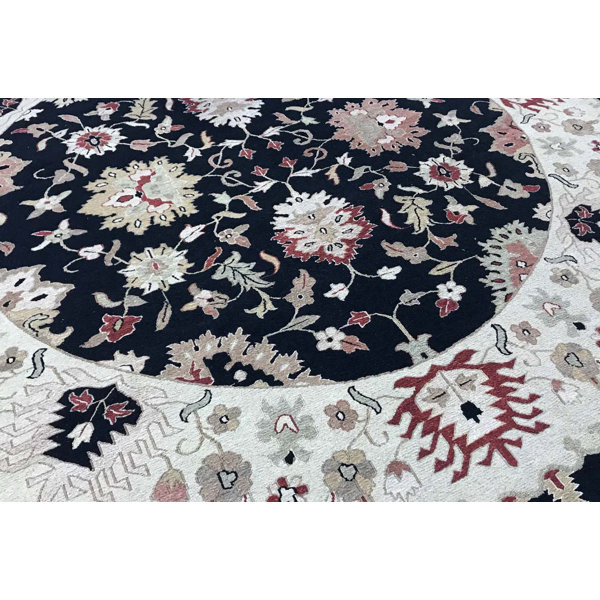 Bokara Rug Co., Inc. HandKnotted HighQuality Black and Beige Round Area Rug Wayfair